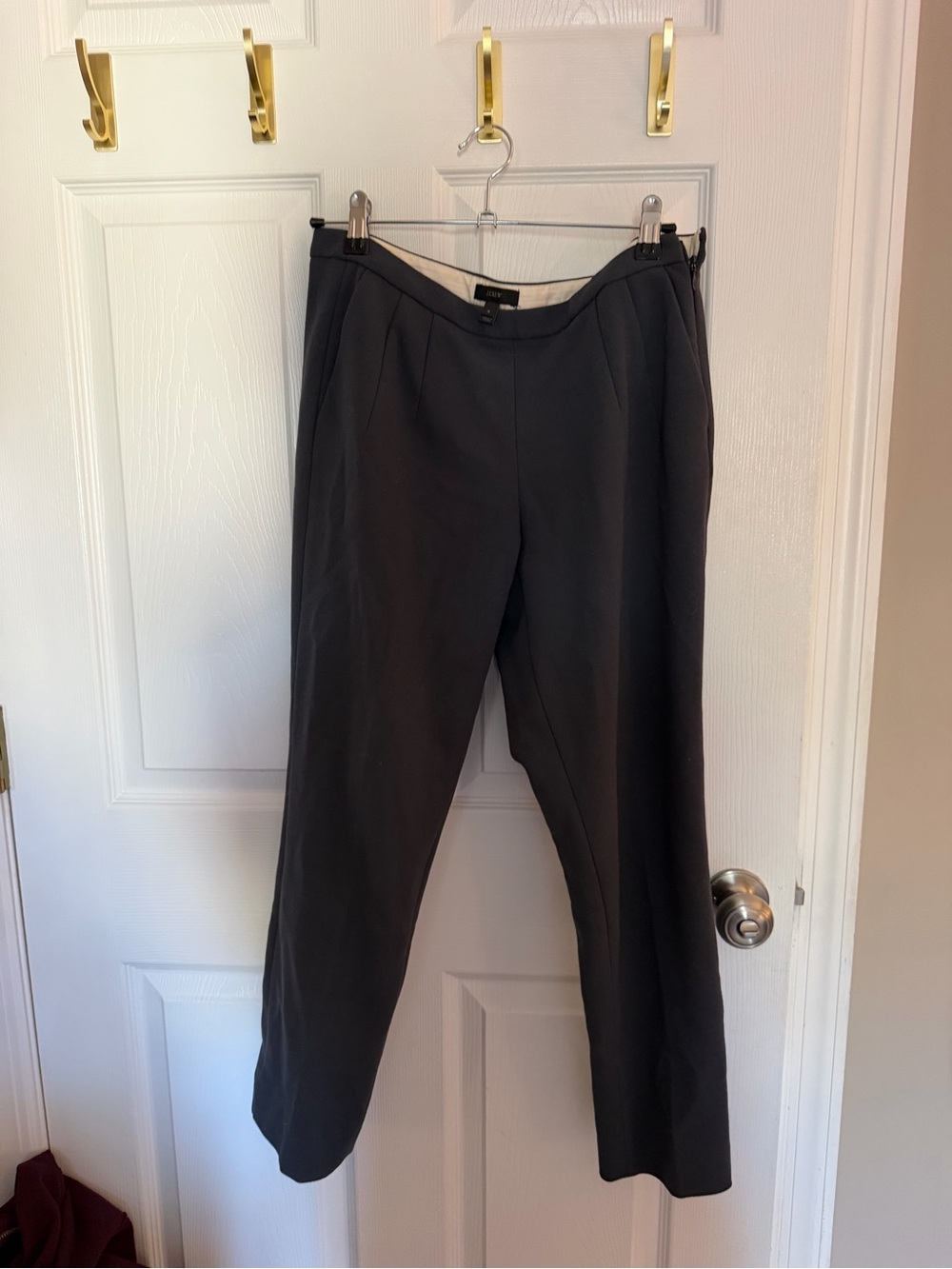 J. Crew Black Tailored Straight-Leg Trousers